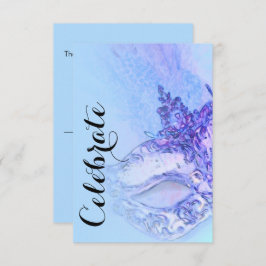 RSVPカードエレガントマスカレード青と紫 出欠カード