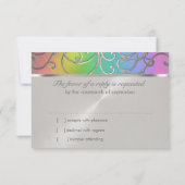 RSVPカードエレガントレインボーとシルバーフィリグリー 出欠カード (裏面)