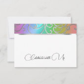 RSVPカードエレガントレインボーとシルバーフィリグリー 招待状 (正面)