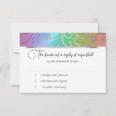 RSVPカードエレガントレインボーとシルバーフィリグリー 招待状 (裏面)