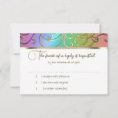 RSVPカードエレガントレインボーと金ゴールドのフィリーグリー 招待状 (裏面)