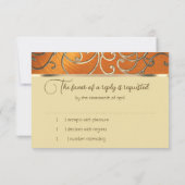 RSVPカードオレンエレガントジと金ゴールドフィリグリー 招待状 (裏面)