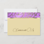 RSVPカードオーキエレガントッドと金ゴールドフィリーグリー 招待状 (正面)