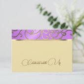 RSVPカードオーキエレガントッドと金ゴールドフィリーグリー 招待状 (スタンド正面)