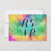 RSVPカードカラーブロックウォーターカラーデザイン 出欠カード (裏面)