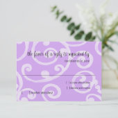 RSVPカードスクロールパターンパープル 出欠カード (スタンド正面)