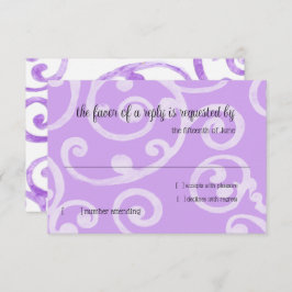 RSVPカードスクロールパターンパープル 出欠カード