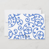RSVPカードスクロールパターンブルー 出欠カード (裏面)