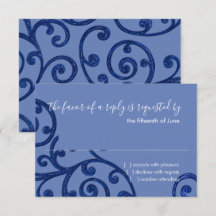 RSVPカードスクロールパターンブルー