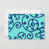 RSVPカードスクロールパターンブルー 出欠カード (裏面)