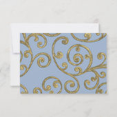 RSVPカードスクロールパターン金ゴールド 出欠カード (裏面)