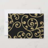 RSVPカードスクロールパターン金ゴールド 出欠カード (裏面)