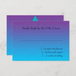 RSVPカードターコイズからパープルグラデーション（スター付き） 出欠カード