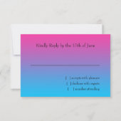 RSVPカードターコイズからピンクグラデーションと星 出欠カード (正面)