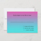 RSVPカードターコイズからピンクグラデーションと星 出欠カード (正面)