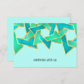 RSVPカードターコイズアクアスターオブデイビッド 招待状 (正面/裏面)