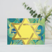 RSVPカードターコイズグリーンイエローウォーター色 出欠カード (スタンド正面)