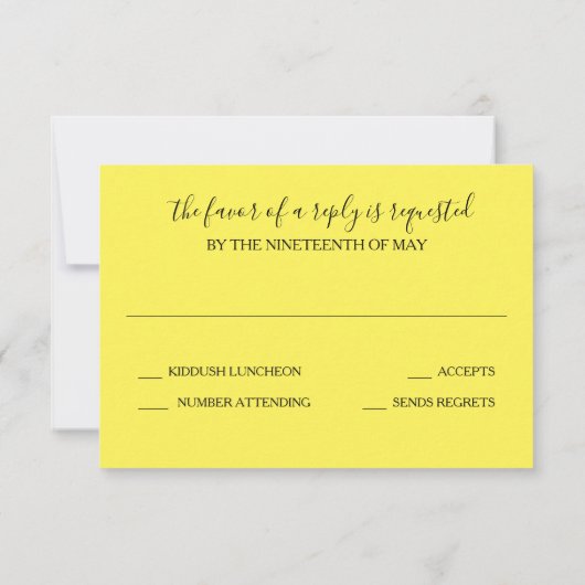 RSVPカードターコイズグリーンイエローウォーター色 出欠カード (裏面)