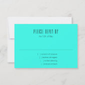 RSVPカードターコイズブルーアクアパープルスターフラワー 出欠カード (裏面)