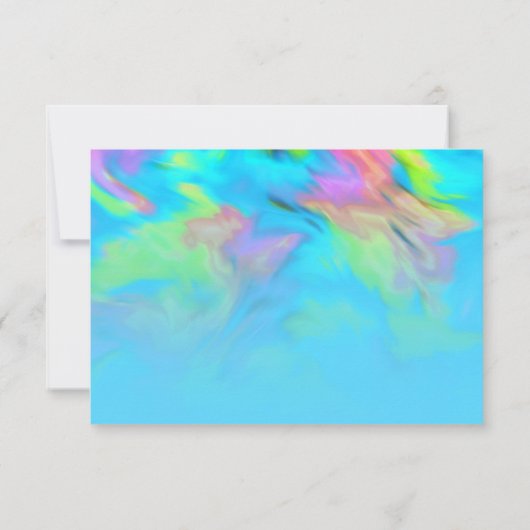 RSVPカードターコイズブルーライムピンク絞り染め 出欠カード (裏面)