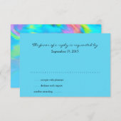 RSVPカードターコイズブルーライムピンク絞り染め 出欠カード (正面/裏面)