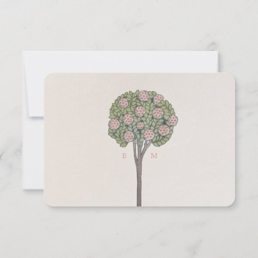 RSVPカードツリー開花ビクトリアンアールヌーボー 招待状 (裏面)