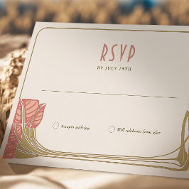 RSVPカードツリー開花Mackintoshアールヌーボー 招待状