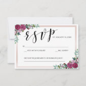 RSVPカードテンプレートの花柄フレーム 出欠カード (正面)