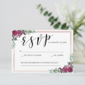 RSVPカードテンプレートの花柄フレーム 出欠カード (スタンド正面)