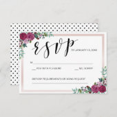 RSVPカードテンプレートの花柄フレーム 出欠カード (正面/裏面)