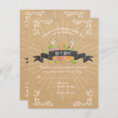 RSVPカードディアアントラーワイルドフラワースターバスト 素朴 出欠カード (正面/裏面)