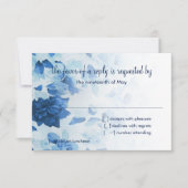 RSVPカードネイビーブルーウォーター色フローラ 出欠カード (正面)