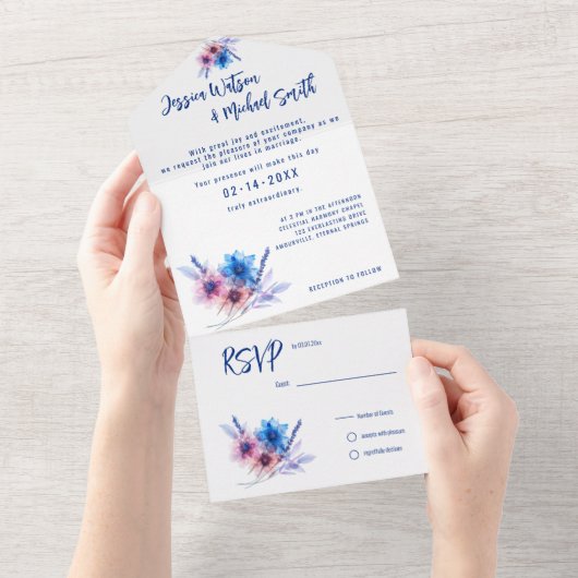 💍 RSVPカードパステルウィスパーズメドウズ オールインワン招待状 (貼ってはがせる)