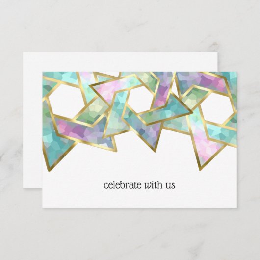 RSVPカードパステルスターオブデイビッド 招待状 (正面/裏面)