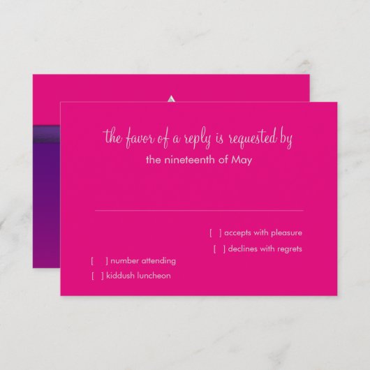 RSVPカードパープルおよびピンクスターグラデーションズ 招待状 (正面/裏面)