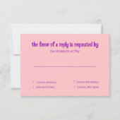 RSVPカードパープルオレンジピンクフローラ水色 招待状 (正面)