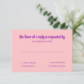 RSVPカードパープルオレンジピンクフローラ水色 招待状 (スタンド正面)