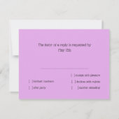 RSVPカードパープルターコイズスターオブデイビッド 招待状 (裏面)