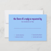 RSVPカードパープルターコイズブルーフローラ水彩 招待状 (正面)