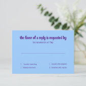 RSVPカードパープルターコイズブルーフローラ水彩 招待状 (スタンド正面)