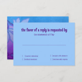RSVPカードパープルターコイズブルーフローラ水彩 招待状