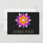 RSVPカードパープルピンクオレンジブラック 出欠カード (正面)