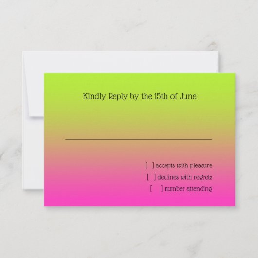 RSVPカードピンクからグリーンへスターグラデーション付き 出欠カード (正面)