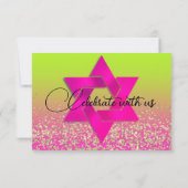 RSVPカードピンクからグリーンへスターグラデーション付き 出欠カード (裏面)