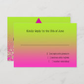 RSVPカードピンクからグリーンへスターグラデーション付き 出欠カード (正面/裏面)
