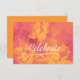 RSVPカードピンクとオレンジ色の水色の花 出欠カード