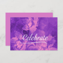 RSVPカードピンクと紫の水色の花 出欠カード