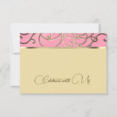 RSVPカードピンクエレガントと金ゴールドの画像 招待状 (正面)