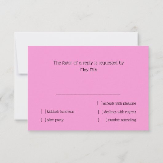 RSVPカードピンクグリーンスターのデイビッド 招待状 (裏面)