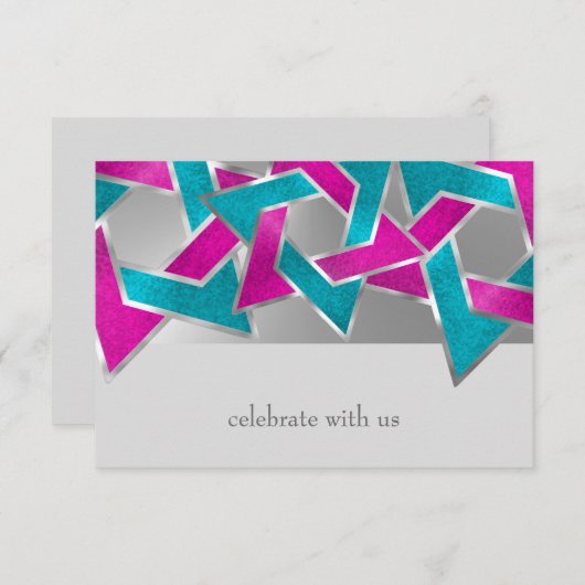 RSVPカードピンクターコイズスターオブデイビッドAny Color 招待状 (正面/裏面)